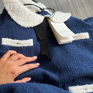 SOLD PLZ DONT BID Gucci 2022 Boucle Tweed Dress Zable Navy BRAND NEW